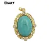 WT-P1985 Exquisitos Pendientes Clásicos con Forma de Huevo de Ganso, Recorte de Turquesa y Lapislázuli, con Circonitas de Oro de 18k, Colgantes para Mujeres, Joyería