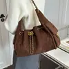 Bolso nuevo de un solo hombro para debajo del brazo con patrón de diamantes, textura retro de gamuza 2026, tote de uso diario para otoño e invierno, exquisito estilo coreano para mujer