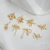 Pingente de Laço Rosa Banhado a Ouro 14K Flor Pendurado Individual Duplo Material DIY Artesanal Acessórios de Joia