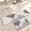 Tapete de Chão de Terra de Diatomáceas Estilo Nórdico Fácil de Cuidar, Absorvente de Água e Resistente ao Desgaste Tapete de Pé Longo em Tira, Resistente à Sujeira Doméstica e Antiderrapante Tapete de Chão para Cozinha