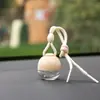 Colgante de botella de perfume de vidrio con forma de gota de agua, adorno colgante de botella vacía, decoración interior de coche, tapa de madera, decoración de coche, botella de aromaterapia
