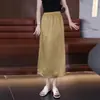 Falda Midi de Satén de Acetato 2026 Verano Nuevo Estilo Fluida Elástica de Cintura Alta Adelgazante Falda Lápiz