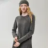 100% cachemira, nueva colección otoño/invierno 2026, suéter de cuello redondo para mujer, simple y versátil, tejido liso, capa base suave y cómoda