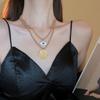 Conjunto de 2 piezas de collar retro metálico con gotas de aceite, redondo, de doble capa, estilo europeo y americano, con personalidad elegante y elegante.