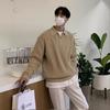 Suéter de Media Cremallera para Hombre Otoño e Invierno Estilo Coreano Retro de Alta Gama Estilo Lazy Solapa Suéter Tejido Suéter Casual Holgado