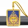 Colgante de Tanka de Dragón Guardián de Ocho Lados Doble Cara de Color Conservado con Pintura a Mano Dorada, Collar Amuleto de Buda Portátil