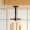 Estante de Almacenamiento de Cocina Montado en la Pared Sin Taladro Estante de Almacenamiento 360 Giratorio 6 Ganchos Pala Cuchara Suministros de Almacenamiento para Utensilios de Cocina