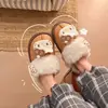Pantufas de algodão macias, fofas e quentes com solas grossas, um novo design versátil para mulheres, adequadas para uso interno e externo no outono e inverno, com design de desenho animado e forro de fleece