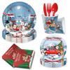 Año Nuevo Navidad Muñeco de Nieve Plato de Papel Hielo y Nieve Fiesta de Navidad Papá Noel Desechable Vaso de Papel de Seda Plato de Papel Bandera