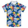 Camisa de Manga Corta de Verano con Estampado Digital 3D Transfronterizo de Playa Hawaiana con Hojas de Coco Cuello Solapa Ropa para Niños Pequeños y Medianos
