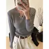 Top de punto de manga larga con cuello en V OEM, ropa de otoño para mujer, nuevo 2026 ajustado, top de punto adelgazante, camiseta básica para mujer