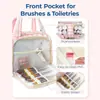Bolsa de Maquillaje Rayada con Bloques de Color de Gran Capacidad, Separación Seca y Húmeda, Impermeable, Bolsa Portátil para Guardar Cosméticos, Tridimensional y No Plegable