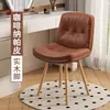 Silla de Maquillaje de Lujo Ligero, Taburete Tocador de Dormitorio, Taburete de Mesa Tocador Pequeño Apartamento Hogar Minimalista Moderno, Silla de Madera Maciza con Respaldo