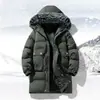 Chaqueta de Trabajo de Algodón con Cuello de Piel Grueso para Hombre Transfronteriza Abrigo de Invierno Cálido Top Grueso de Algodón de Longitud Media con Capucha Europeo y Americano