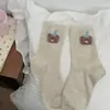 Calcetines Lindos de Oso de Dibujos Animados para Niñas Estilo Coreano Calcetines Estilo Ins Hilo de Punto Flocado Calcetines Apilados para las Cuatro Estaciones