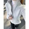 Cardigan de Polar con Hueso de Pescado Adelgazante Ollie para Mujer, Sudadera con Capucha y Cremallera de Cuello Alto, Ropa Exterior Versátil, Top Cálido de Polar que Favorece la Figura