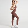 Leggings sin costuras con almohadillas en el pecho, Traje de yoga de una pieza, Color sólido, Alta elasticidad, Levanta glúteos, Espalda cruzada, Hermoso traje de yoga para la espalda, Traje de una pieza
