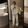 Sudadera con capucha blanca y gris, forrada de polar, gruesa, resistente, estilo americano, para mujer, otoño e invierno, chaqueta casual extragrande para personas petite