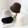 Sombrero de Pescador Peludo de Otoño e Invierno para Mujer, Color Puro, Pequeño Sombrero de Pescador que Muestra la Cara, Sombrero de Pescador de Felpa a Prueba de Viento y Cálido