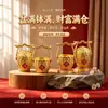 Enfeite de balde dourado banhado a ouro com alça de cabeça de dragão, atrai riqueza e tesouros, um presente para inauguração de casa ou de negócio, produto artesanal da fábrica de origem