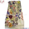 Material para vestido de noche bordado fondo grueso flor grande 3D malla transparente vestido aplique tela de encaje bordado