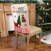Decorações de Natal Transfronteiriças Desenho Animado Criativo Capa de Cadeira Papai Noel Capa de Cadeira Boneco de Neve Capa de Banco Listrada de Linho