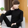 Suéter Transfronterizo para Hombre Suéter Cálido Base Ajustado Cuello Medio Alto Estilo Coreano Elegante Top de Punto