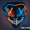 Máscara Halloween V-Shaped Duas Cores Cruz Brilhante Dança Fantasma com Sangue Piscante Horror Máscara Led Atacado para Festa de Festival