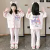 Novos Pijamas Infantis para Meninos Primavera e Outono Finos de Manga Longa Cardigã Desenho Animado Adolescentes Roupas de Casa Podem Ser Usadas Fora do Conjunto