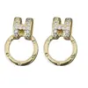 Pendientes de Aro Pequeños con Letra H de Moda y Sencillos con Aguja de Plata 925 con un Diseño Único de Lujo Ligero Super Brillante y Temperamento Versátil