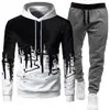 Conjunto Deportivo Casual con Capucha para Hombre Crazy Muscle con Estampado de Graffiti Corte Ajustado Moda Simple Transfronterizo Conjunto para Hombre