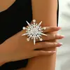 Anillo de Estrella de Ocho Puntas con Pedrería de Copo de Nieve, Joyería de Mano Elegante y Hermosa, Europeo y Americano Nuevo Amas Transfronterizo