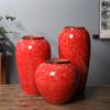 Decoraciones para el hogar Adornos Cerámica de Jingdezhen Jarrón de cerámica rojo chino Nuevo estilo chino Lujo ligero Lujo simple Jarrón estilo europeo