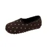 Mules Persona Perezosa Punta Redonda 2026 Lunares Nuevo Retro Zapatos de Algodón Mujer Estilo Coreano Punta Cerrada Slip-on Suela Gruesa Personalidad