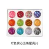 Arte de Uñas 12 Colores Purpurina Color Rex Perlas Lentejuelas Pequeñas Polvo de Concha Papel de Concha Terciopelo Polvo Mixto Grueso