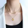Marca Joyería Ins Europea y Americana Collar de Personalidad con Colgante de Amor de Doble Capa Apilado Cadena de Clavícula de Acero de Titanio Oro de 18k