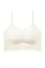 Camisola feminina branca de alça fina, sutiã sem costas, sutiã fino de seda gelada sem costura anti-exposição para o verão