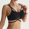 Sutiã Esportivo Transfronteiriço Moderno Europeu e Americano com Estampa de Leopardo para Mulheres com Alças Finas, Secagem Rápida, Acolchoado, Roupa Fitness