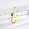 Moda Europea y Americana Transfronteriza Pulsera de Acero de Titanio Cuadrada de Diamante Esmeralda para Mujer Nicho Alta Gama Lujo Ligero Celebridad de Internet Pulsera de Moda Versátil