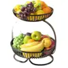 Cesta de Exibição de Sobremesas com Lanches de Frutas Secas Cesta de Frutas Estilo Vintage Prateleira de Cesta de Armazenamento Multicamadas Universal para Mesa de Centro da Sala de Estar