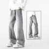 Pantalones vaqueros desgastados lavados retro americanos para hombre, diseño de marca de moda de primavera y otoño, pantalones largos holgados, rectos y de pierna ancha.