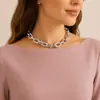 Collar de cadena gruesa de metal retro simple para mujer, estilo hip hop, con borlas de una sola capa exageradas, joyería transfronteriza europea y americana