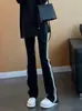 Pantalones de yoga acampanados de doble raya estilo americano para mujer, control de abdomen, alta elasticidad, ajustados de campana, adecuados para ir al trabajo y como leggings de exterior