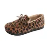Zapatos Mocasines de Felpa con Estampado de Leopardo Retro Nuevos de Invierno para Mujer Suela Plana Modernos Cómodos Fáciles de Poner Casual Versátiles