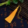 13CM Seda de Hielo Borla Nudo Chino Accesorio Colgante para Coche Material Hecho a Mano DIY Borla de Abanico Hilo Dorado Bicolor Borla Colgante Pequeña
