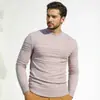 Suéter masculino de tricô jacquard com gola redonda, pulôver texturizado listrado outono/inverno, camada interna de corte slim, disponível em várias cores, em estoque