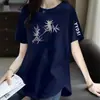 Comercio Exterior Transfronterizo Despacho de Aduana de Comercio Exterior Stock Camiseta Estampada Estilo Chino Nuevo para Adultos de Mediana Edad Manga Corta para Mujer Holgada de Longitud Media