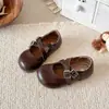 Zapatos de cuero para niñas, zapatos de princesa antideslizantes estilo coreano para niños, mocasines, nuevos zapatos de suela blanda de primavera y otoño para actuaciones para niñas pequeñas