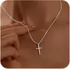 Melhor Venda Europeia e Americana Novo Colar Cruz Banhado a Ouro 18K Corrente para Clavícula Feminina Moda Simples Joia para o Dia a Dia