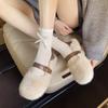 Zapatos Peludos Estilo Francés para Ropa de Exterior de Mujer Otoño e Invierno 2025 Nuevo Estilo Slip-On Felpa Felpa Zapatos Mary Jane Zapatos de Algodón